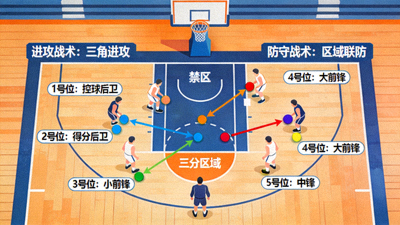 篮球比赛战术俯瞰视角摄像机画面示意图