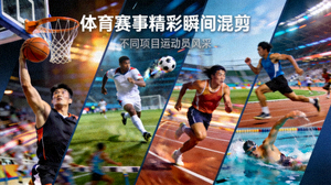 体育赛事精彩瞬间混剪：不同项目运动员风采