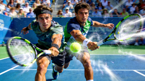 网球比赛精彩回合集锦：选手多拍对攻场面