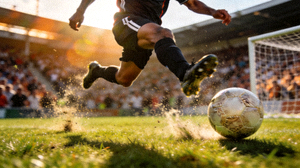 足球比赛精彩进球集锦：球员射门得分瞬间